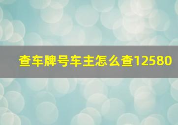 查车牌号车主怎么查12580