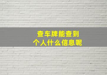 查车牌能查到个人什么信息呢