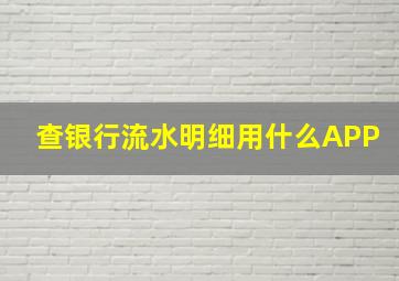 查银行流水明细用什么APP