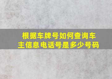 根据车牌号如何查询车主信息电话号是多少号码