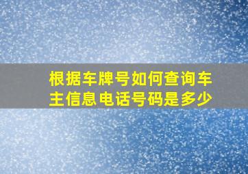 根据车牌号如何查询车主信息电话号码是多少