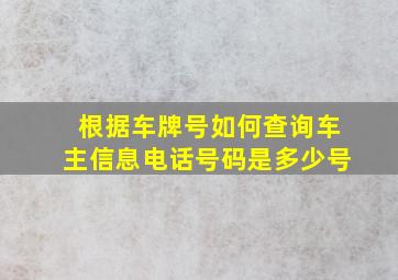 根据车牌号如何查询车主信息电话号码是多少号