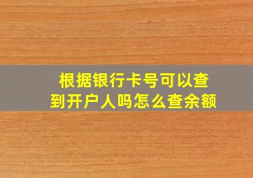 根据银行卡号可以查到开户人吗怎么查余额