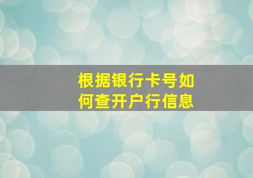 根据银行卡号如何查开户行信息