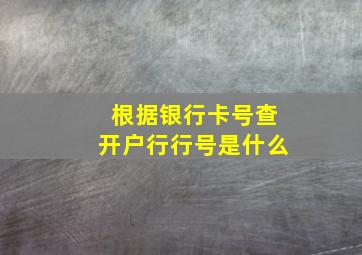 根据银行卡号查开户行行号是什么