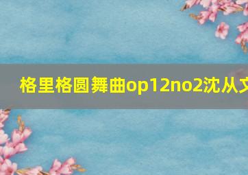 格里格圆舞曲op12no2沈从文