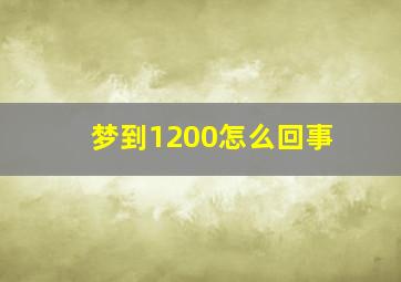 梦到1200怎么回事