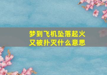 梦到飞机坠落起火又被扑灭什么意思