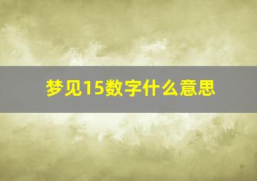 梦见15数字什么意思