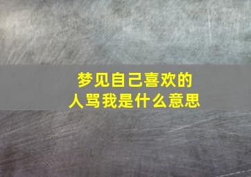 梦见自己喜欢的人骂我是什么意思