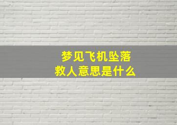 梦见飞机坠落救人意思是什么