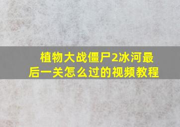 植物大战僵尸2冰河最后一关怎么过的视频教程