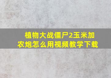 植物大战僵尸2玉米加农炮怎么用视频教学下载