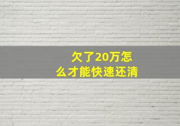 欠了20万怎么才能快速还清