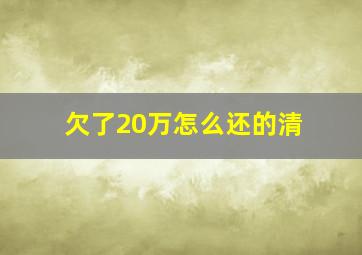 欠了20万怎么还的清