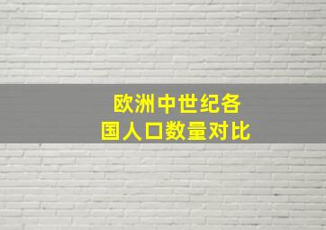 欧洲中世纪各国人口数量对比