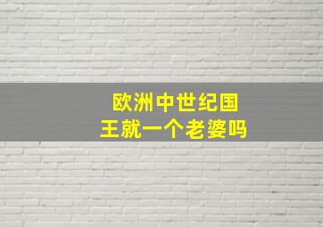 欧洲中世纪国王就一个老婆吗