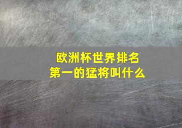 欧洲杯世界排名第一的猛将叫什么