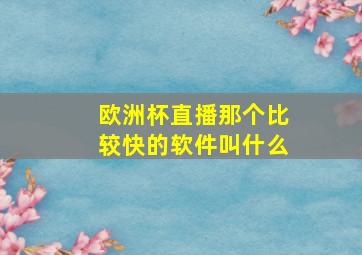 欧洲杯直播那个比较快的软件叫什么