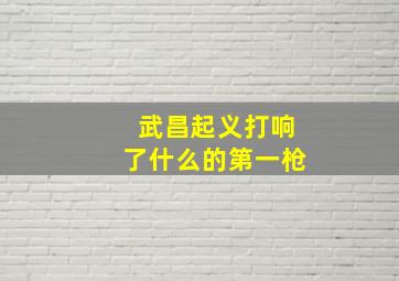 武昌起义打响了什么的第一枪