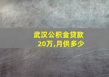 武汉公积金贷款20万,月供多少