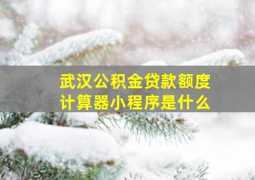 武汉公积金贷款额度计算器小程序是什么