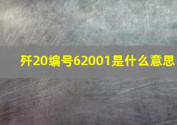 歼20编号62001是什么意思