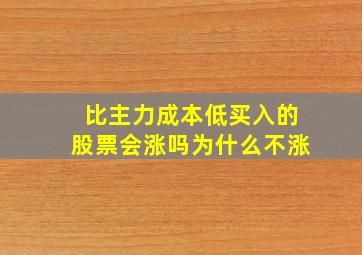 比主力成本低买入的股票会涨吗为什么不涨