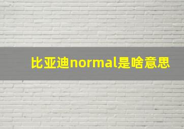 比亚迪normal是啥意思