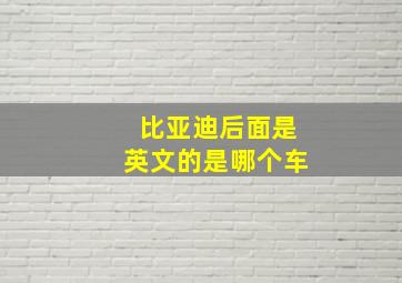 比亚迪后面是英文的是哪个车