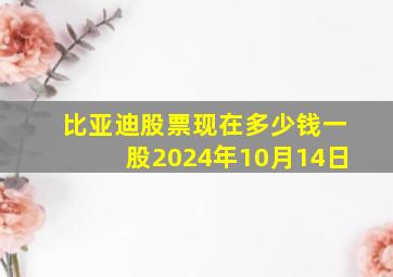 比亚迪股票现在多少钱一股2024年10月14日