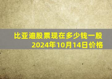 比亚迪股票现在多少钱一股2024年10月14日价格