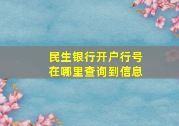 民生银行开户行号在哪里查询到信息