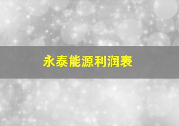 永泰能源利润表