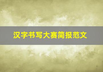 汉字书写大赛简报范文