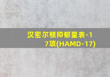 汉密尔顿抑郁量表-17项(HAMD-17)