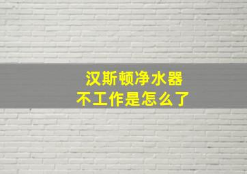 汉斯顿净水器不工作是怎么了