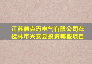 江苏德克玛电气有限公司在桂林市兴安县投资哪些项目