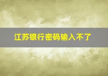 江苏银行密码输入不了