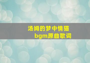 汤姆的梦中情猫bgm原曲歌词