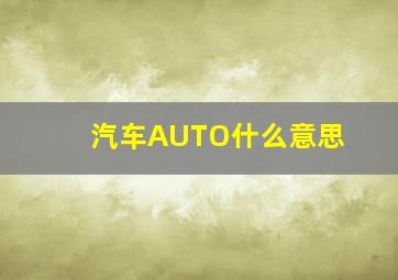 汽车AUTO什么意思