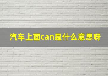 汽车上面can是什么意思呀