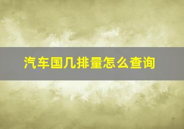 汽车国几排量怎么查询