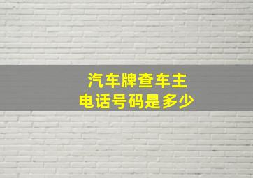 汽车牌查车主电话号码是多少