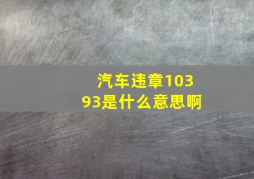 汽车违章10393是什么意思啊