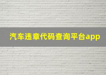 汽车违章代码查询平台app