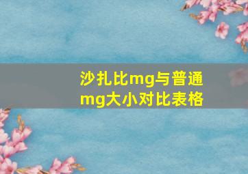 沙扎比mg与普通mg大小对比表格