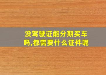 没驾驶证能分期买车吗,都需要什么证件呢