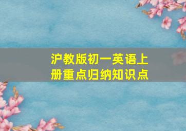 沪教版初一英语上册重点归纳知识点