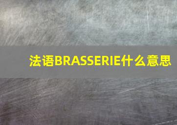 法语BRASSERIE什么意思